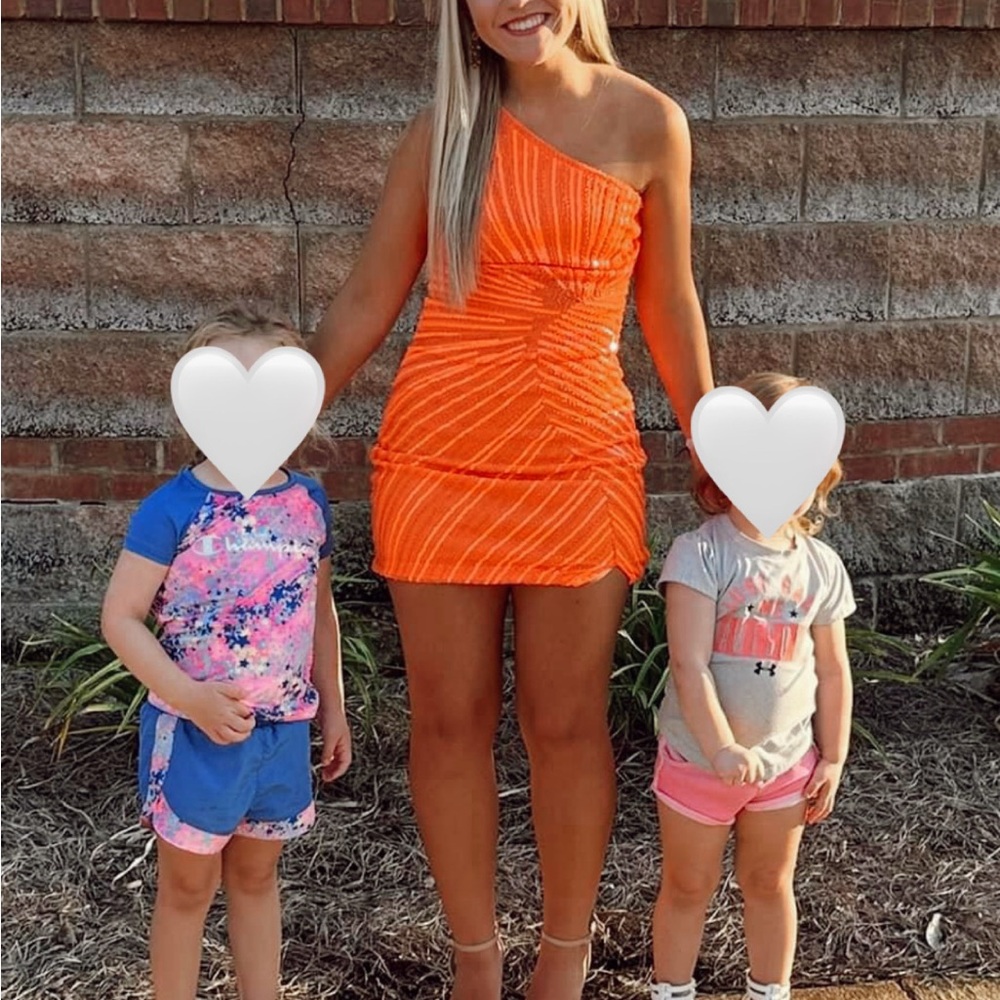 Vibrant Orange One-Shoulder Dress